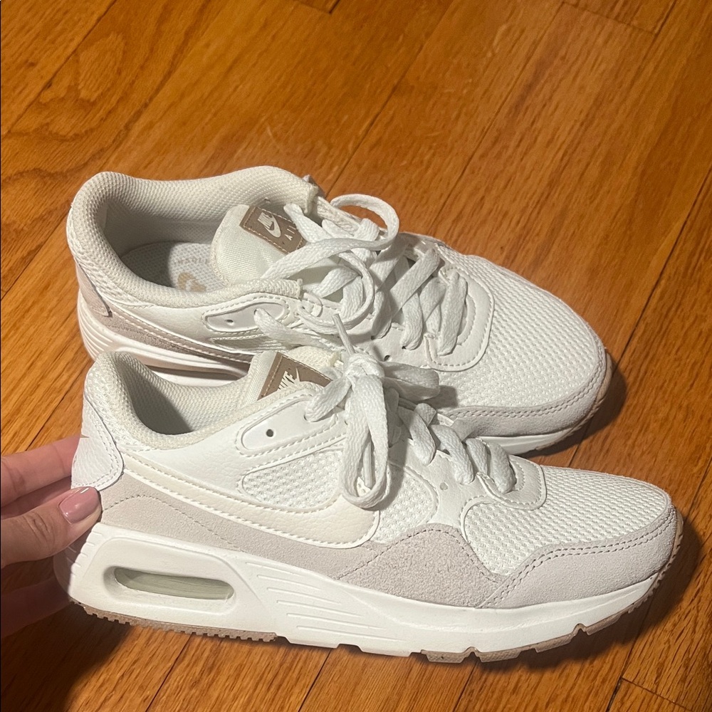 Nike AirMax SC White and Tan Sneakers